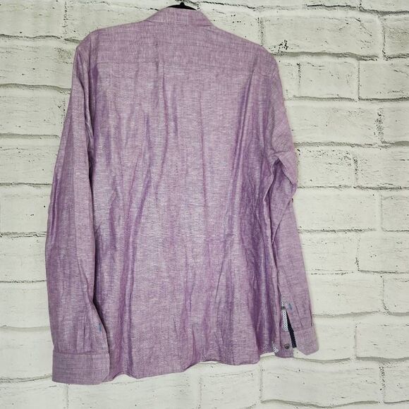 Ted Baker London Linen Blend Longsleeve Button Down Shirt Purple Size 5 XL - Picture 6 of 11